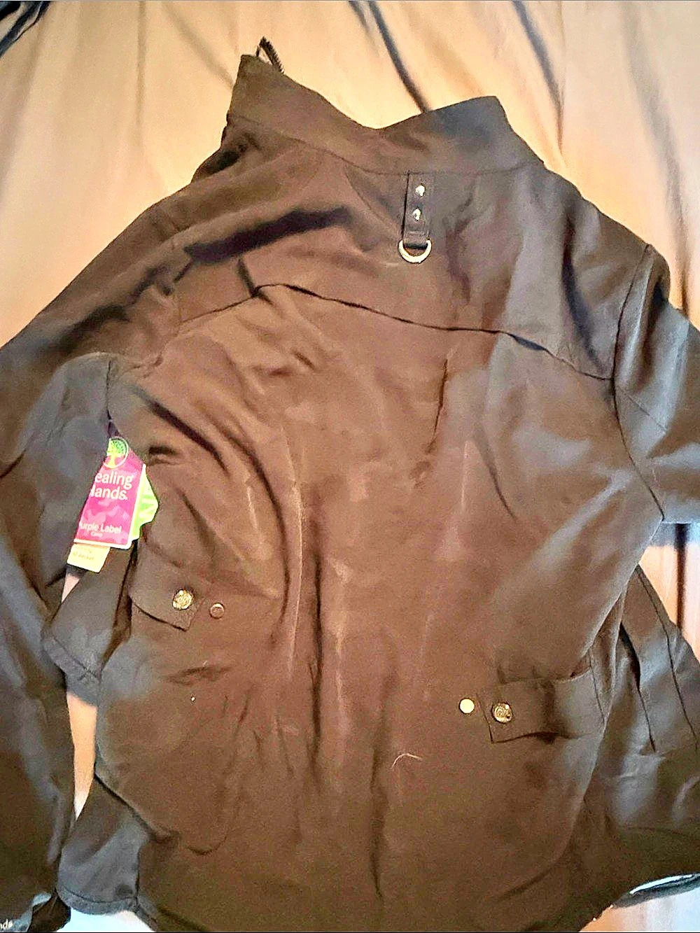 Healing Hands Destini Jacquard Camo Scrub Jacket Black Small
